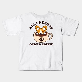 Corgi and Coffee Kids T-Shirt